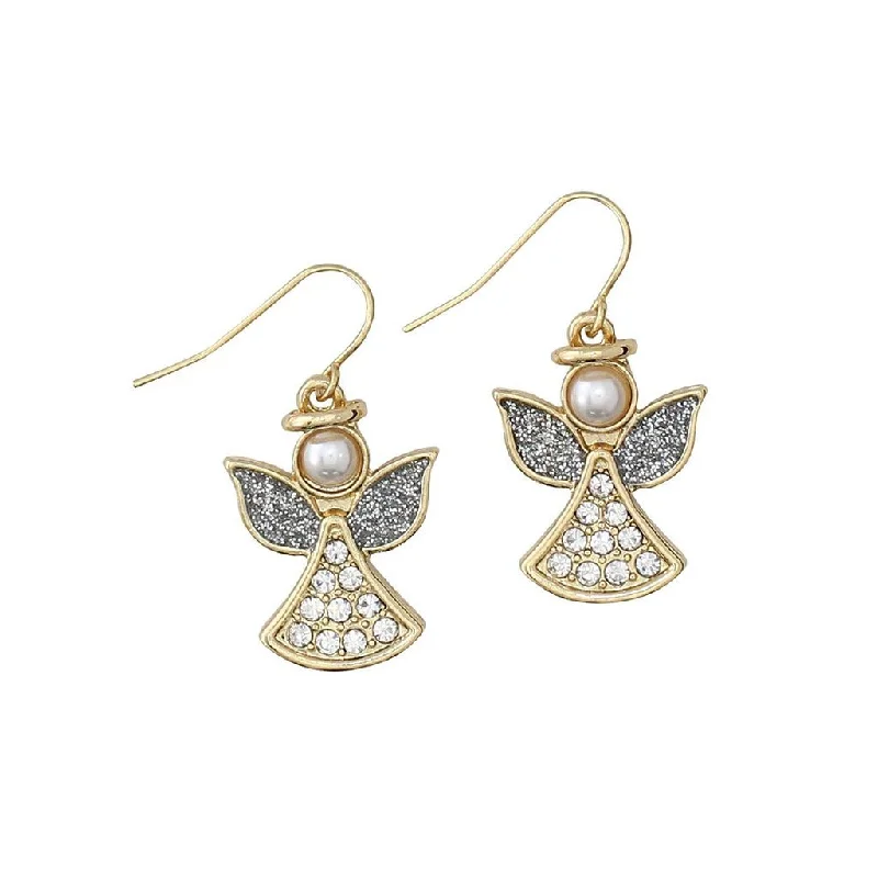 Drop Earrings with Animal Motifs -Periwinkle by Barlow : Angels with Pearls and Crystals