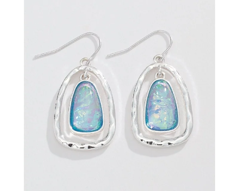 Drop Earrings for Beach Outfit -Periwinkle by Barlow :  Drops with blue glitter resin - Earrings