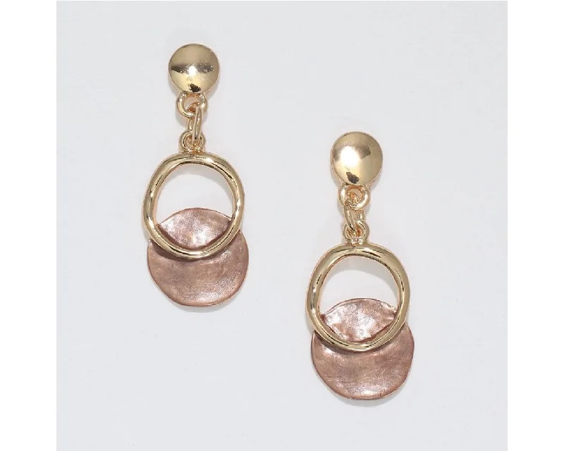 Drop Earrings with Floral Motifs -Periwinkle by Barlow : Gold Drops with Mocha Enamel - Earrings