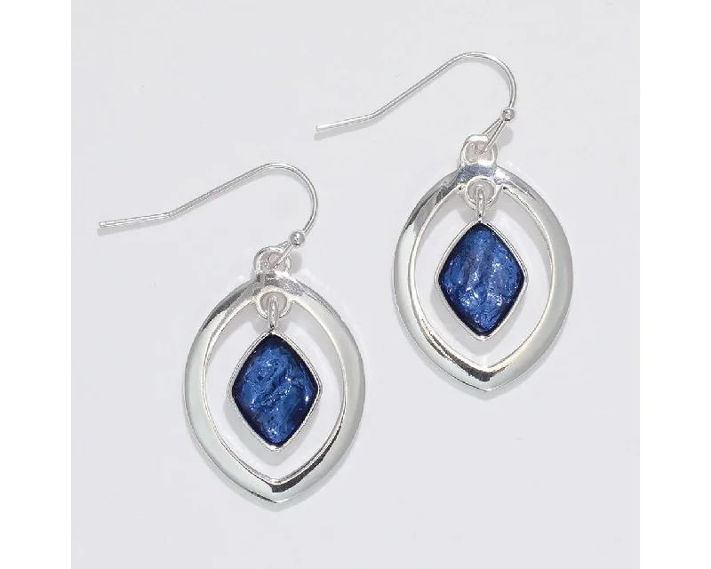 Drop Earrings for Birthday Celebration -Periwinkle by Barlow : Polished Silver with Rich Deep Dangle - Earrings