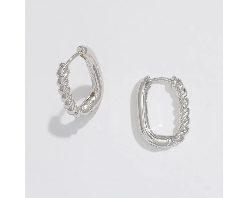 Drop Earrings for Anniversary -Periwinkle by Barlow : Silver Huggies with half twists - Earrings