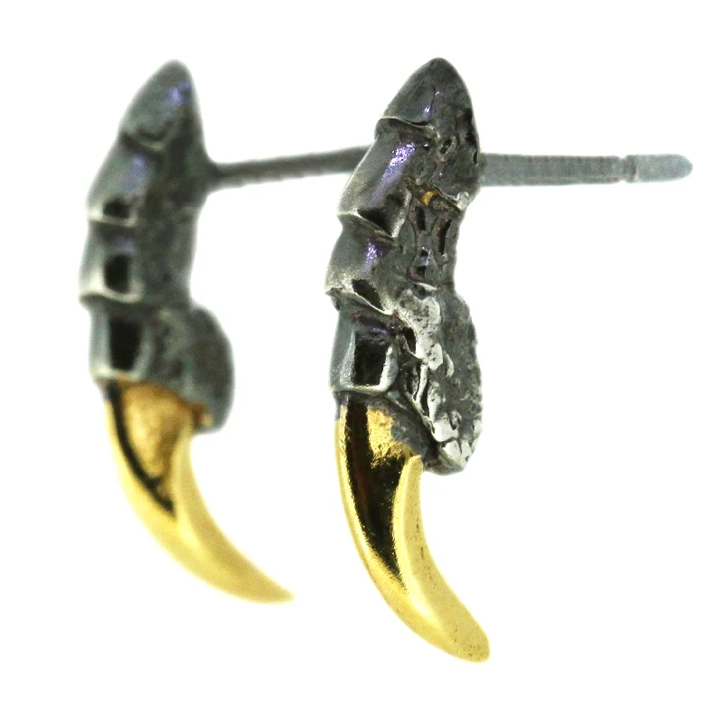 Drop Earrings for Wedding Ceremony -Classic Claw Studs - Oxidised with Gold Nails