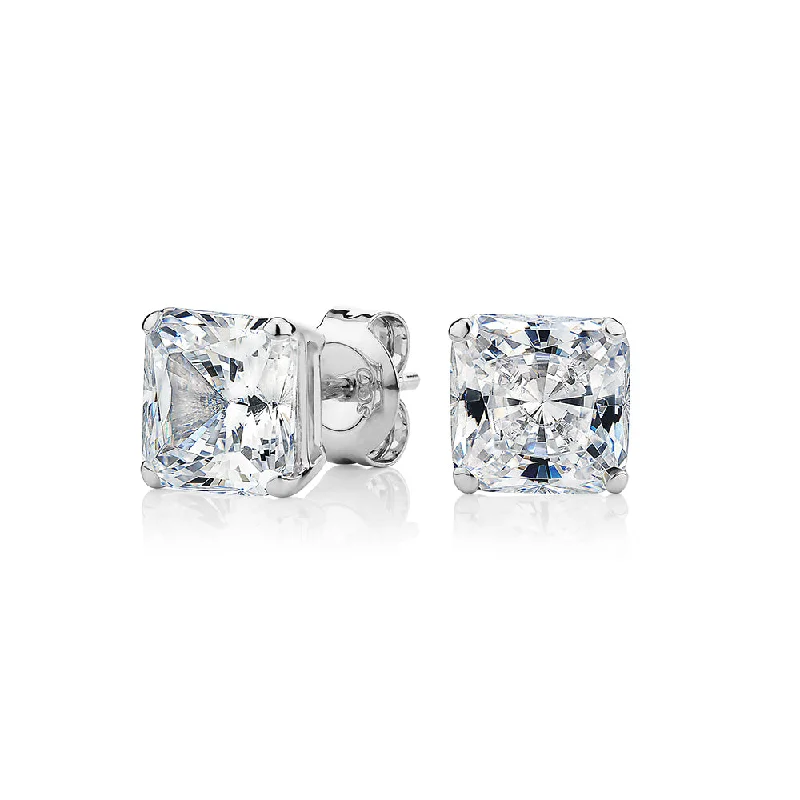 Gemstone Drop Earrings for Color -Princess Cut stud earrings with 3 carats* of diamond simulants in 10 carat white gold