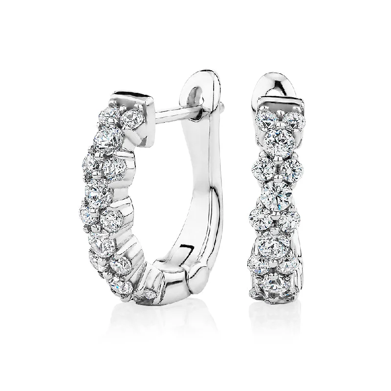 Drop Earrings for Concert Look -Round Brilliant hoop earrings with 0.54 carats* of diamond simulants in sterling silver