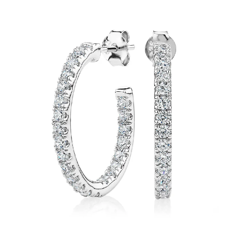 Animal Print Drop Earrings for Fun -Round Brilliant hoop earrings with 1.4 carats* of diamond simulants in sterling silver