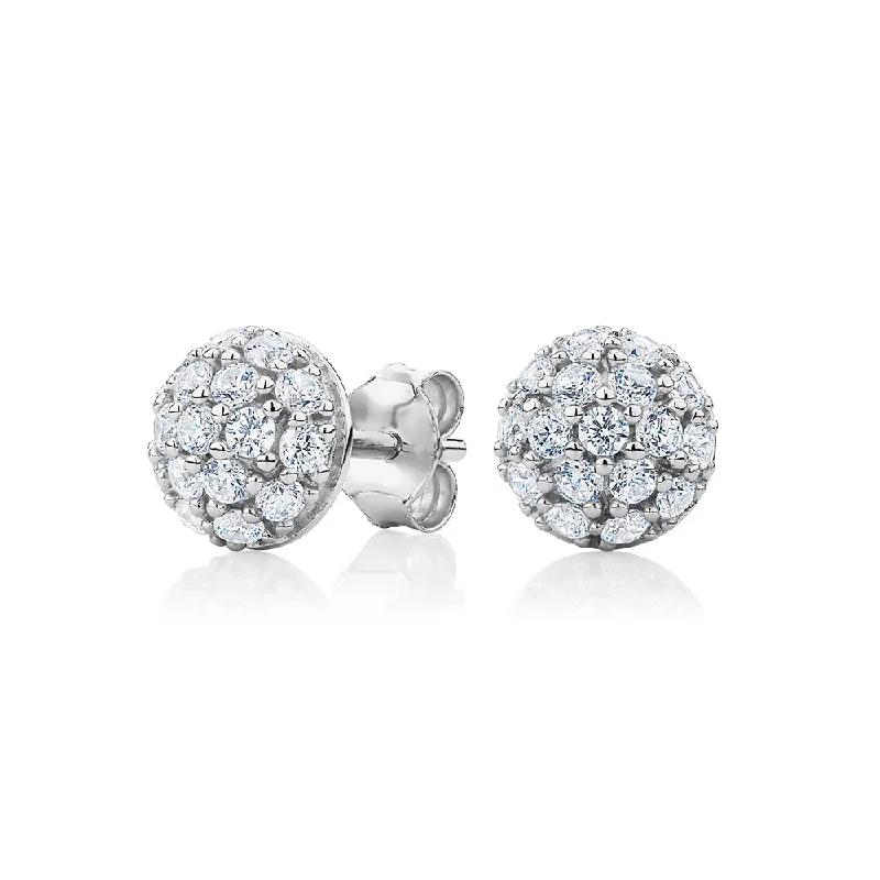 Pearl Drop Earrings for Elegance -Round Brilliant stud earrings with 0.8 carats* of diamond simulants in sterling silver