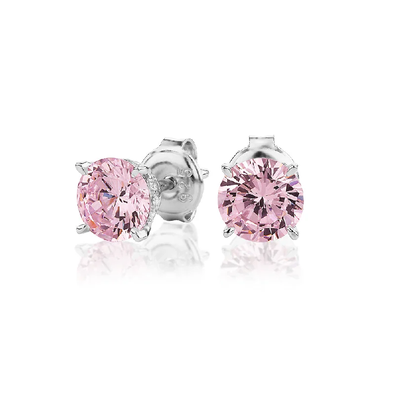 Drop Earrings for Shopping Trip -Round Brilliant stud earrings with 2.18 carats* of diamond simulants in sterling silver