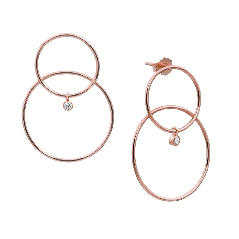 Magnetic Closure Drop Earrings for Easy -Scarpa Double Hoop with Dangle Diamond Earrings