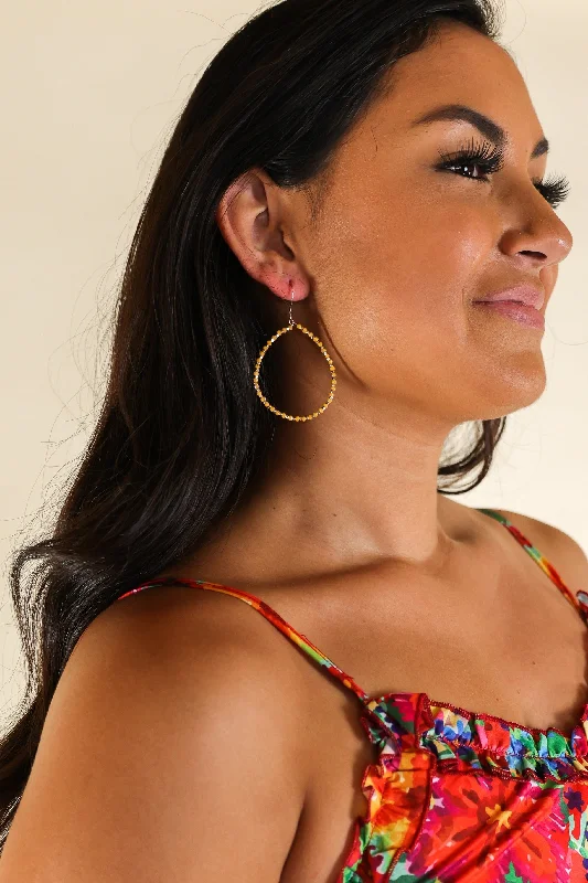 Drop Earrings for Festival Style -Sprinkled With Love Gold Beaded Hoops