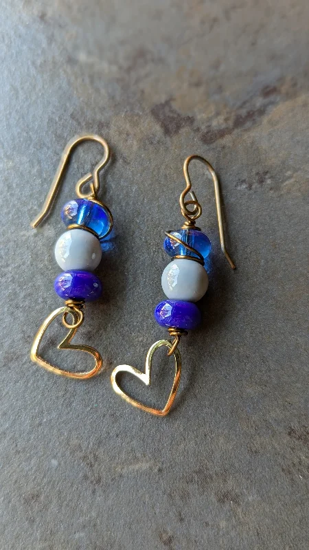 Drop Earrings for Everyday Glamour -Stacked Glass with Hearts Earrings