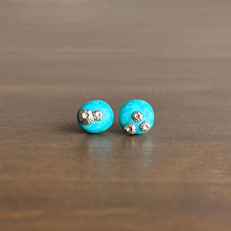 Drop Earrings with Keyhole Designs -Turquoise Ruthie B. Stud Earrings with Barnacles