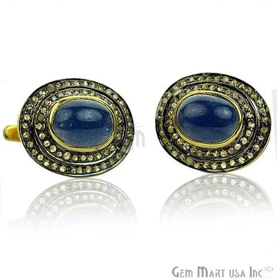 Indian Drop Earrings with Intricacy -Victorian Estate Earring, 5.15 cts Natural Sapphire with 0.70 cts of Diamond as Accent Stone (DR-12071)