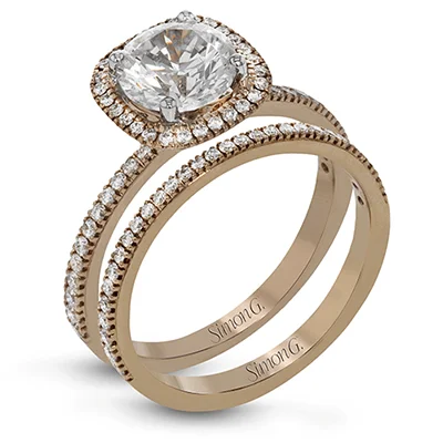 Women’s rings with spiral gold band twists -Wedding Set in 18k Gold with Diamonds