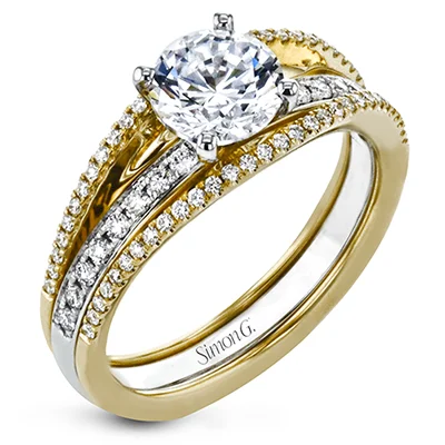 Women’s slim rings with pave sapphire accents -Wedding Set in 18k Gold with Diamonds