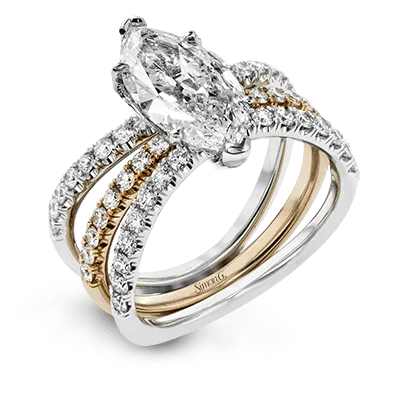 Women’s rings with pave topaz for dazzle -Wedding Set in 18k Gold with Diamonds