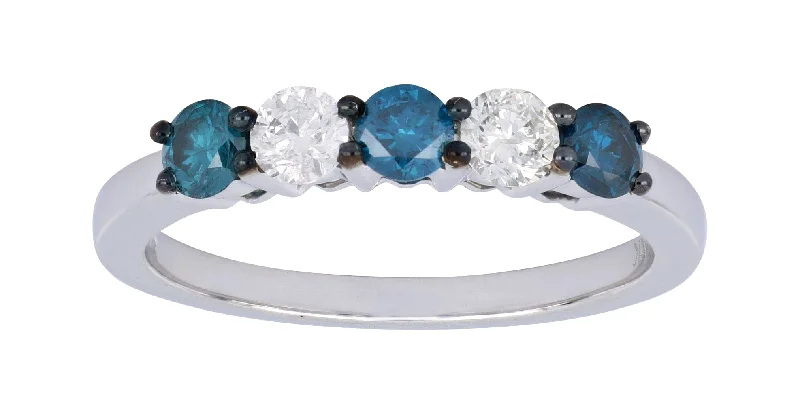 Women’s rings with raw turquoise for texture -Blue Diamond Ring (Blue Diamond 0.44 cts. White Diamond 0.33 cts.)