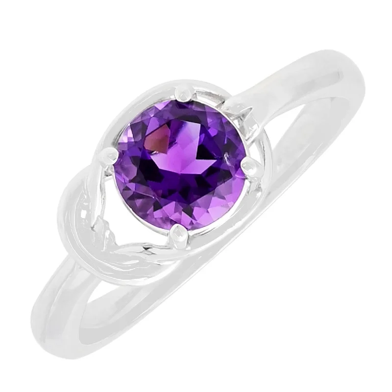 Women’s platinum rings with dazzling black diamonds -Amethyst Knot Ring in 14kt White Gold