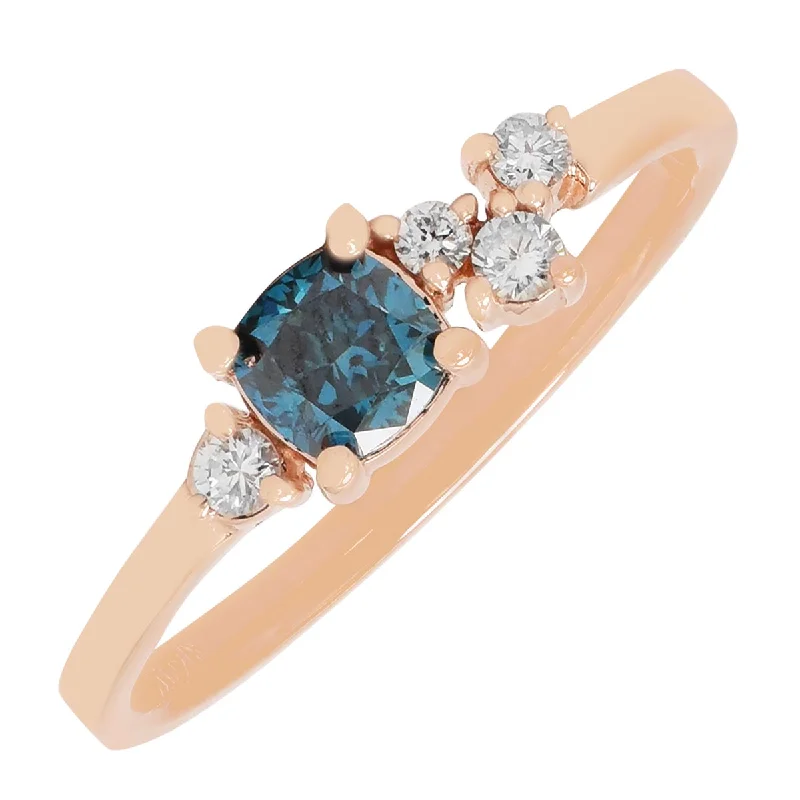 Women’s rings with topaz gems for brilliance -Cushion Blue and White Diamond Ring in 14kt Rose Gold (1/2ct tw)