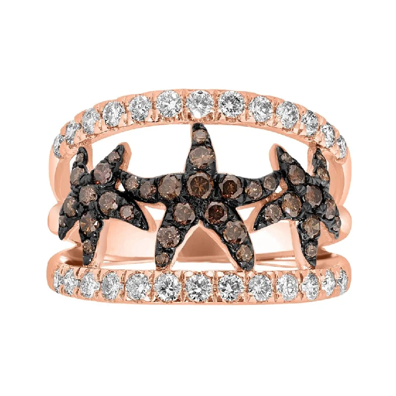 Women’s rings with brushed gold for subtlety -Brown Diamond Ring (Brown Diamond 0.45 cts. White Diamond 0.6 cts.)