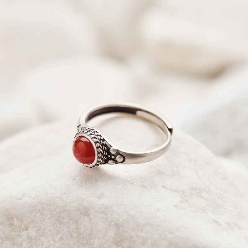 Women’s rings with tiger eye for boldness -Cherry Crimson Carnelian Ring