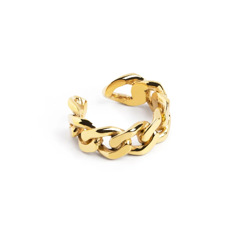 Women’s rings with pearl clusters for elegance -Chunky Link Gold Ring