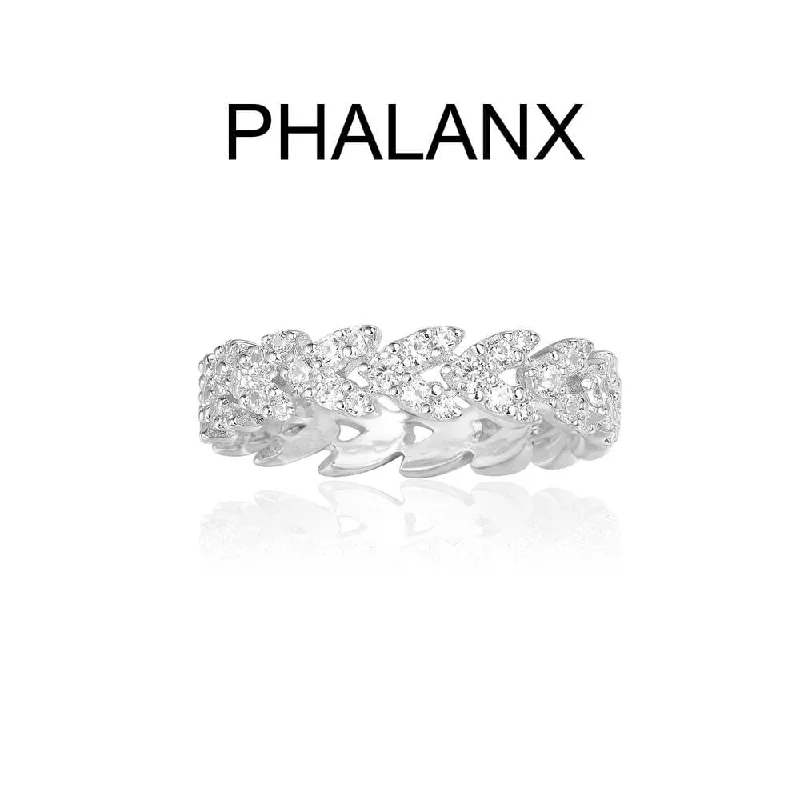 Women’s bold rings with hammered silver bands -Couture Phalanx Ring - White Silver