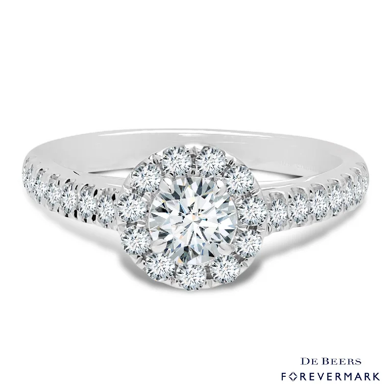 Women’s rings with intricate mandala engravings -Forevermark Center of my Universe Diamond Halo Engagement Ring in 18kt White Gold (1ct tw)