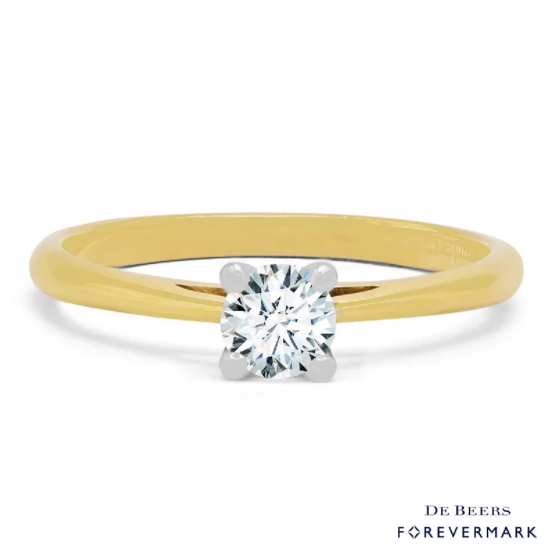 Women’s layered rings with mixed gemstone bands -Forevermark Diamond Solitaire Ring in 18kt Yellow Gold (3/8ct)