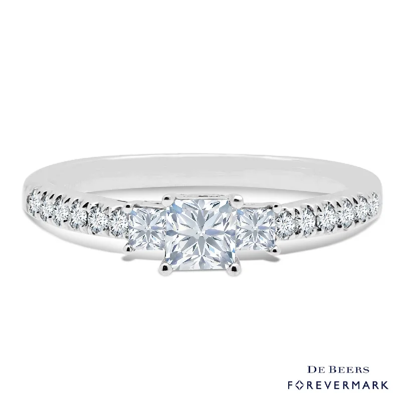 Women’s rings with crown-inspired topaz designs -Forevermark Three Stone Diamond Engagement Ring in 18kt White Gold (5/8ct tw)