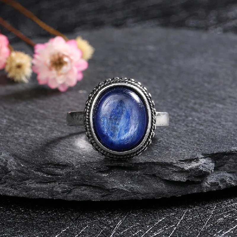 Women’s rings with hematite for metallic shine -Deep Blue Lapis Lazuli Ring