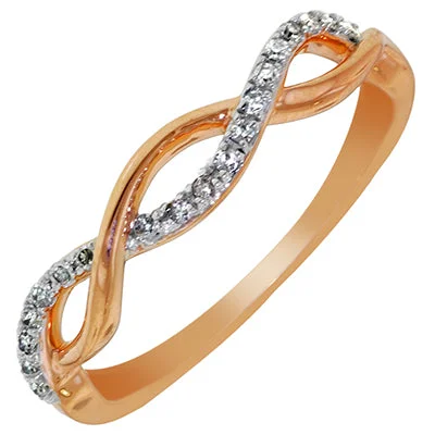 Women’s rings with clustered rose quartz stones -Diamond Fashion Ring in 10kt Rose Gold (1/10ct tw)