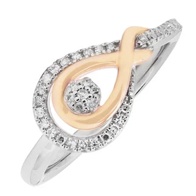 Women’s rings with peacock ore for iridescence -Diamond Fashion Ring in Sterling Silver and 10kt Rose Gold (1/7ct tw)