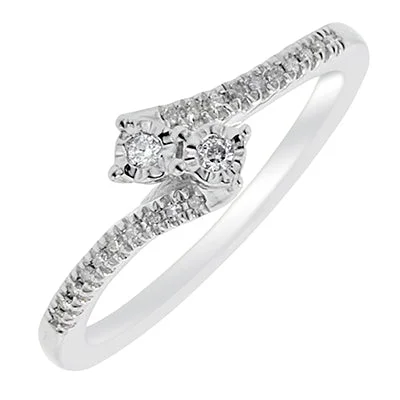 Women’s rings with pave topaz for dazzle -Diamond Two Stone Ring in Sterling Silver (1/10ct tw)