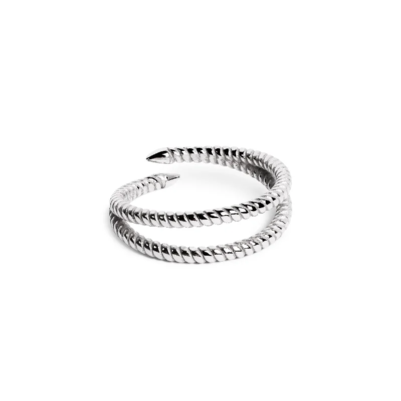 Women’s rings with smoky quartz for depth -Doble Twist Silver Ring