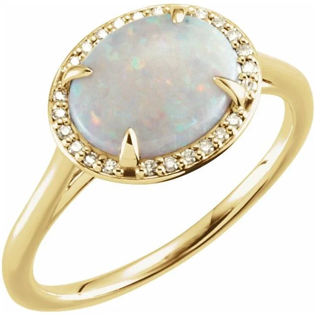 Women’s rings with jade stones for serenity -East To West Oval Opal Ring