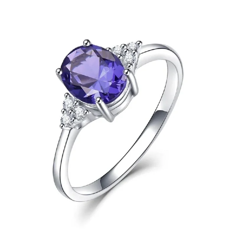 Women’s engagement rings with radiant-cut rubies -Elegant Tanzanite December Birthstone Ring