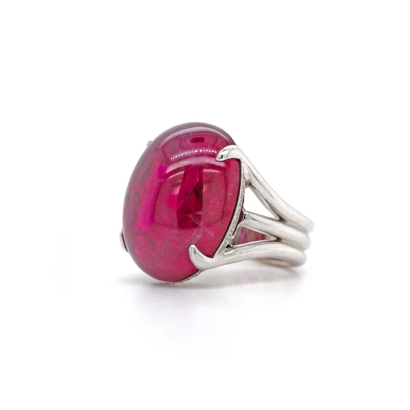 Women’s vintage rings with ornate rose-cut stones -Vintage Rubelite Tourmaline Ring