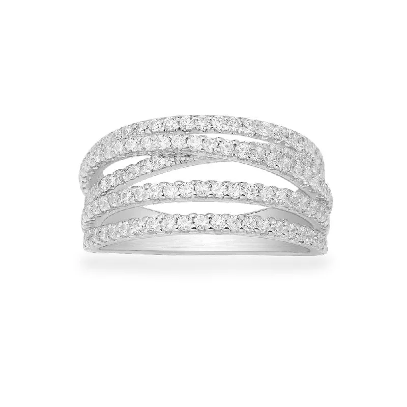 Women’s rings with eternity knot for love -Five-Hoop Ring - White Silver