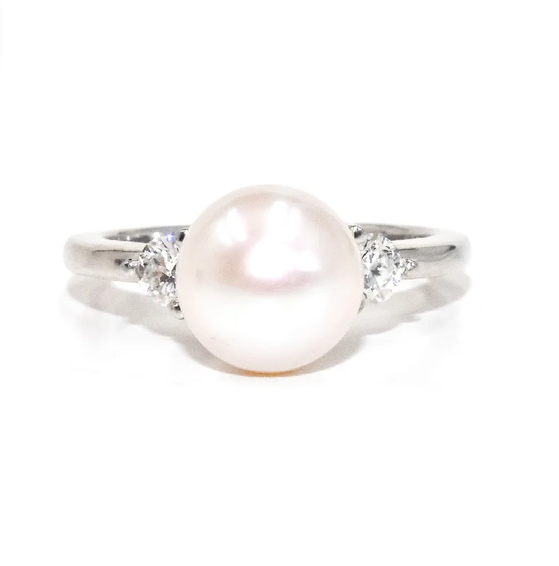 Women’s rings with engraved constellations for stars -Freshwater Pearl & Diamond Rings