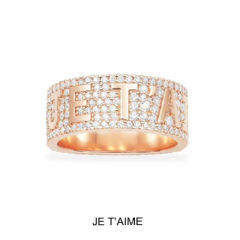 Women’s rings with carved rose quartz designs -JE T'AIME Ring