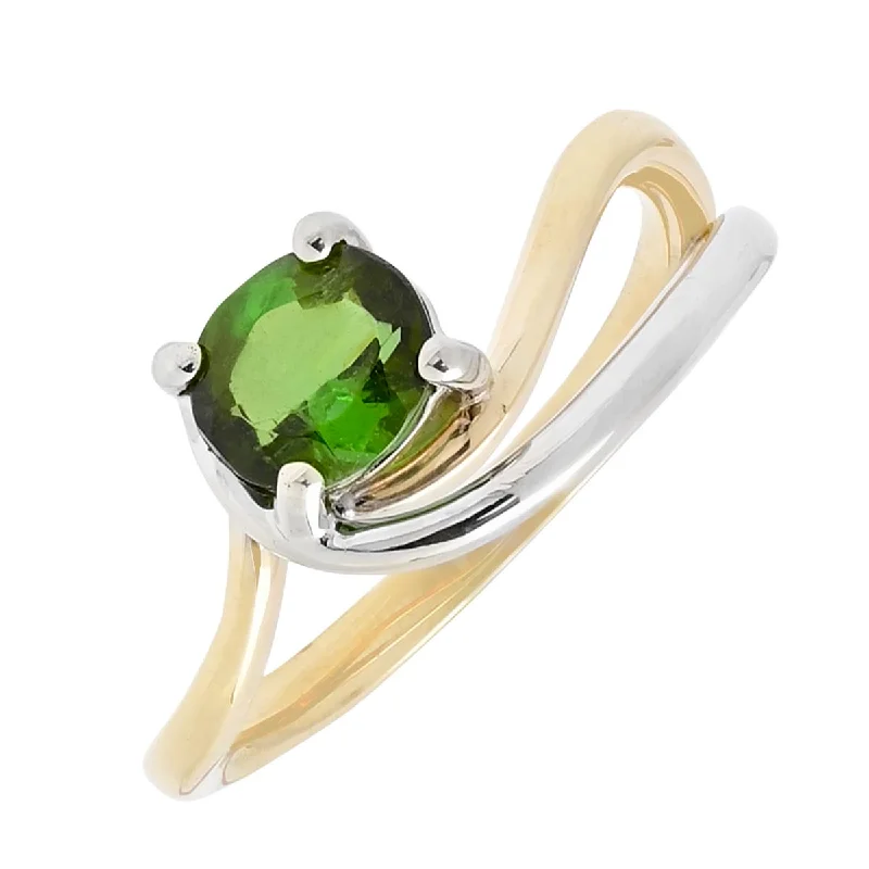 Women’s rings with topaz gems for brilliance -Maine Green Tourmaline Ring in 14kt Yellow and White Gold