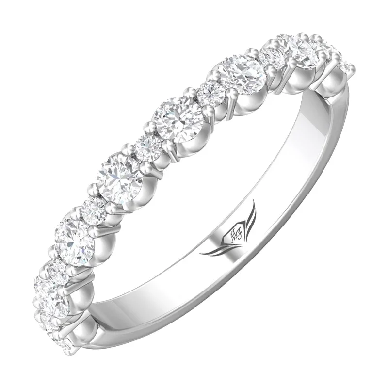 Women’s rings with rough sapphire for chic -Martin Flyer Diamond Band in 14kt White Gold (3/4ct tw)