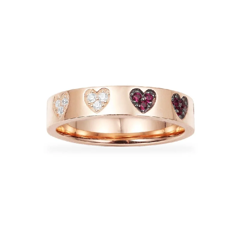 Women’s rings with hematite for metallic shine -Multicolor Heart Ring