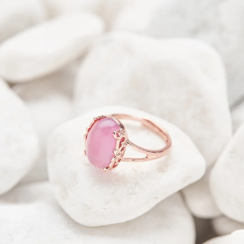 Women’s rings with butterfly motifs for whimsy -Natural Rose Quartz Silver Ring