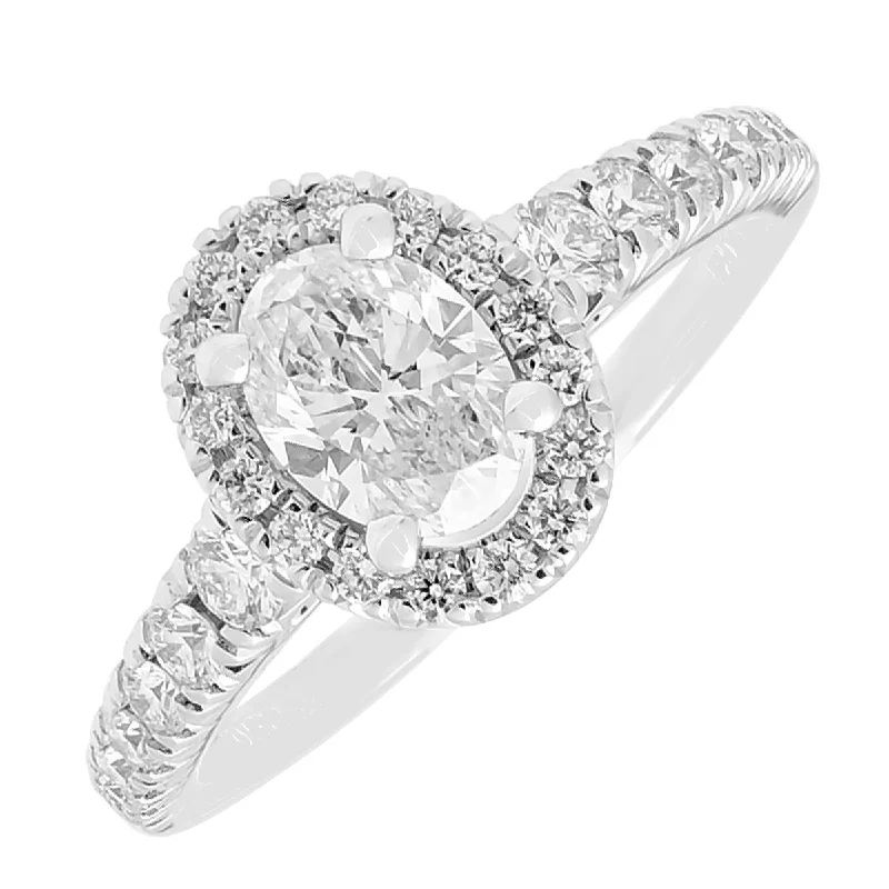 Women’s rose gold rings with moonstone glow -Oval Diamond Engagement Ring in 14kt White Gold (1 1/4ct tw)