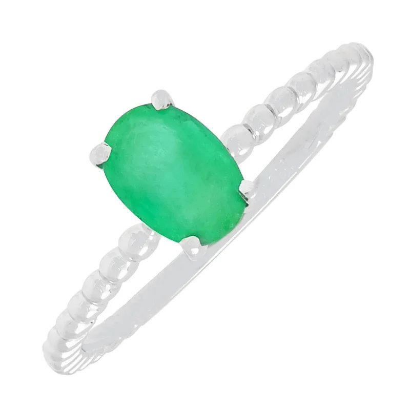 Women’s titanium rings with sleek modern designs -Oval Emerald Ring in 14kt White Gold