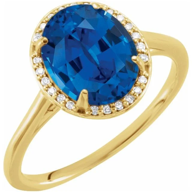 Women’s rings with bold agate for earth -Oval Sapphire & Round Diamond Halo Ring