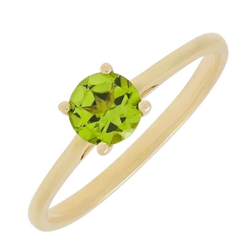 Women’s delicate rings with tiny sapphire accents -Peridot Ring in 14kt Yellow Gold