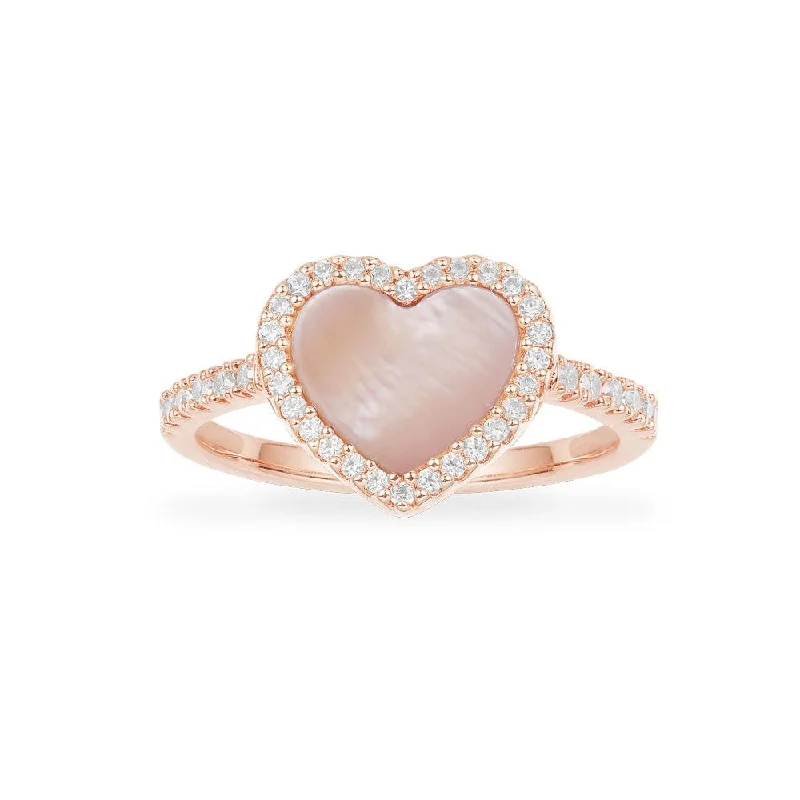 Women’s rings with crescent moonstone for charm -Pink Nacre Heart Ring