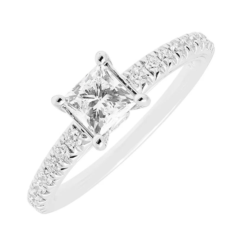 Women’s minimalist rings with polished onyx shine -Princess Cut Diamond Engagement Ring in 14kt White Gold (1ct tw)